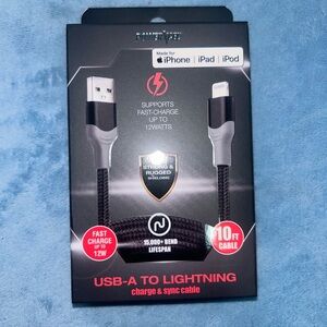 USB-A to Lightning 10ft Fast-Charge Cable - Black Braided